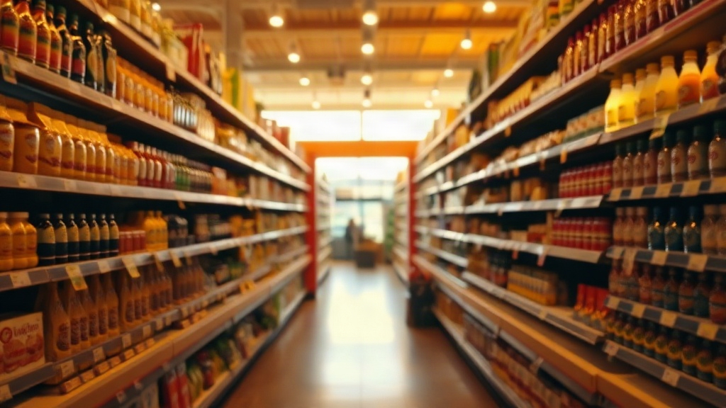 Warm grocery aisle lighting